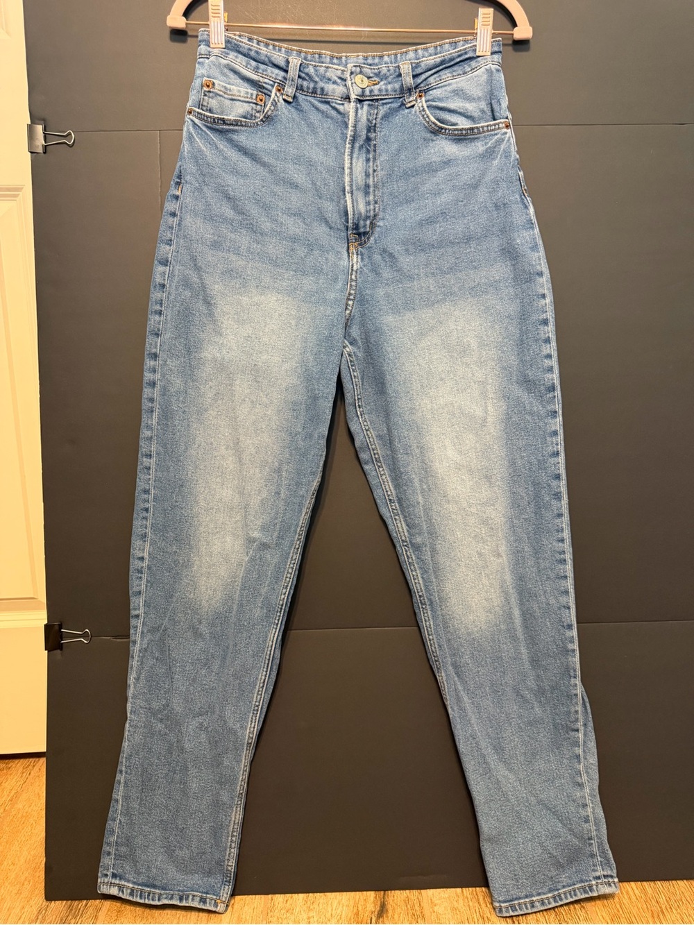 H&M Divided High Rise Straight Leg Denim Jeans